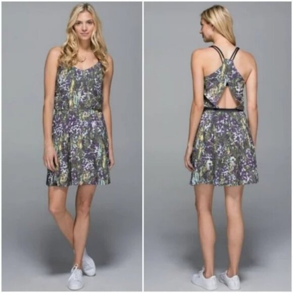 lululemon athletica Dresses & Skirts - Lululemon City Summer Dress Floral Sport White Multi Size 4 Activewear Tennis